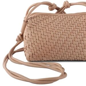 Small Crossbody Handwoven Vegan Leather Bag with Braided Strap